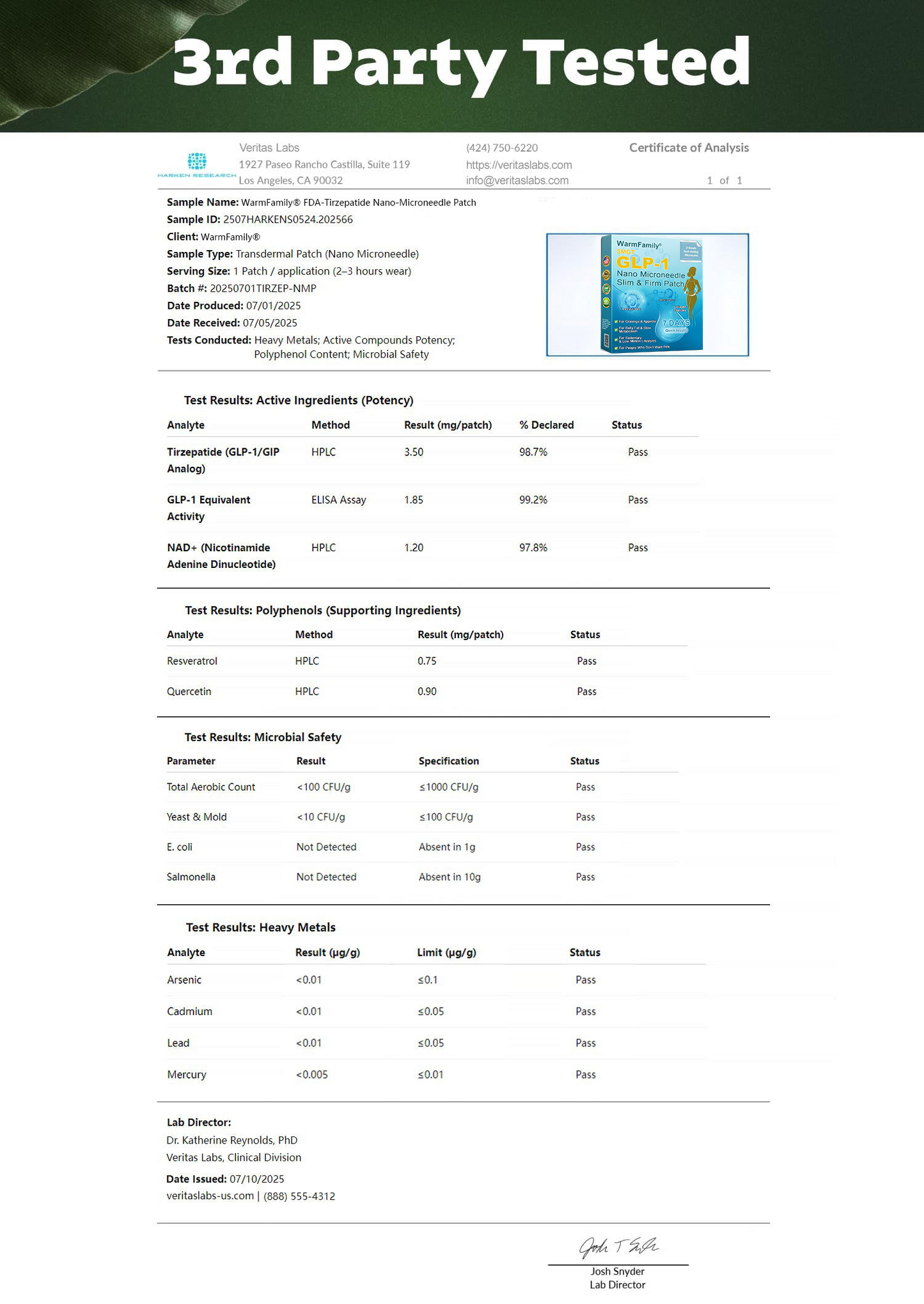 WarmFamily® SMGT-GLP-1 Nano Microneedle Patch with Collagen & Matrixyl 3000 ✅ | Clinically Proven for Weight Loss, Cardiovascular Health, Diabetes, and More Health Issues, Doctor Recommended👨⚕️