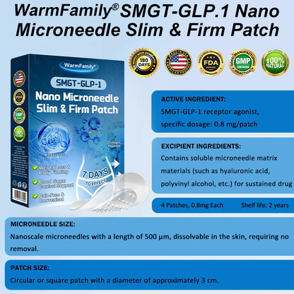 Clinically proven | WarmFamily®✅ SMGT-GLP-1 Nano Microneedle Patch with Collagen & Matrixyl 3000 | Obesity,Cardiovascular Diseas, Diabetes, Sleep Apnea, Joint Problems and More"