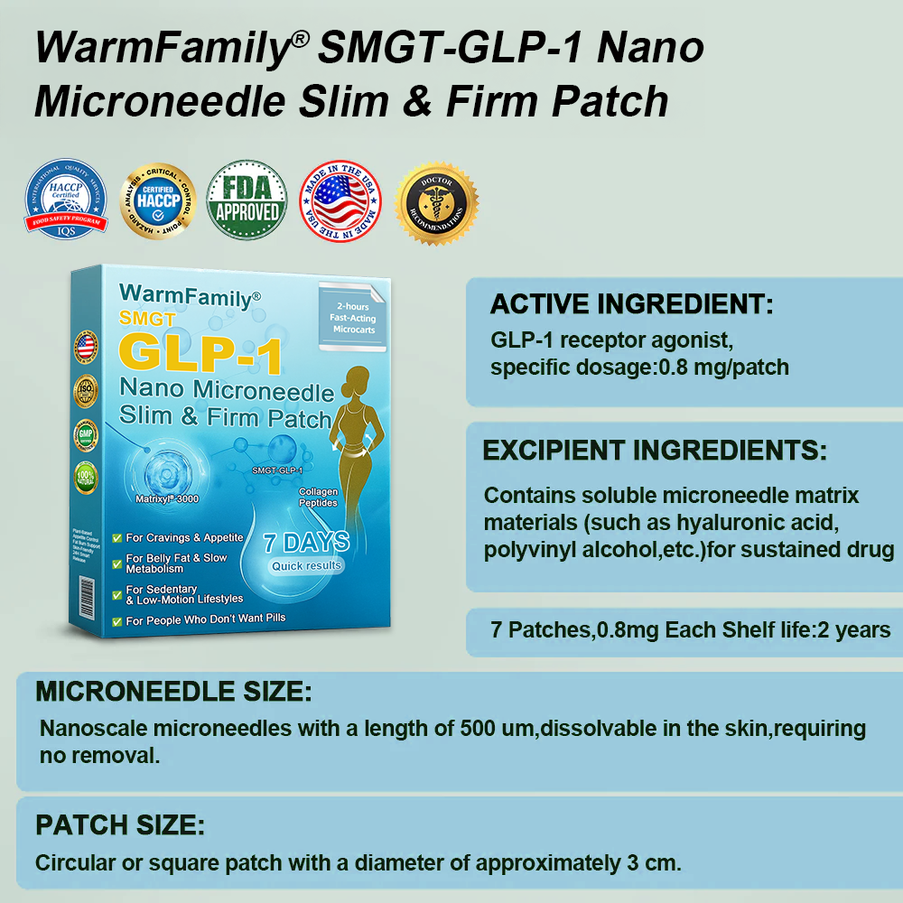WarmFamily® SMGT-GLP-1 Nano Microneedle Patch with Collagen & Matrixyl 3000 ✅ | Clinically Proven for Weight Loss, Cardiovascular Health, Diabetes, and More Health Issues, Doctor Recommended👨‍⚕️👨‍⚕️