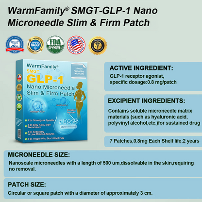 WarmFamily® SMGT-GLP-1 Nano Microneedle Patch with Collagen & Matrixyl 3000 ✅ | Clinically Proven for Weight Loss, Cardiovascular Health, Diabetes, and More Health Issues, Doctor Recommended👨‍⚕️👨‍⚕️