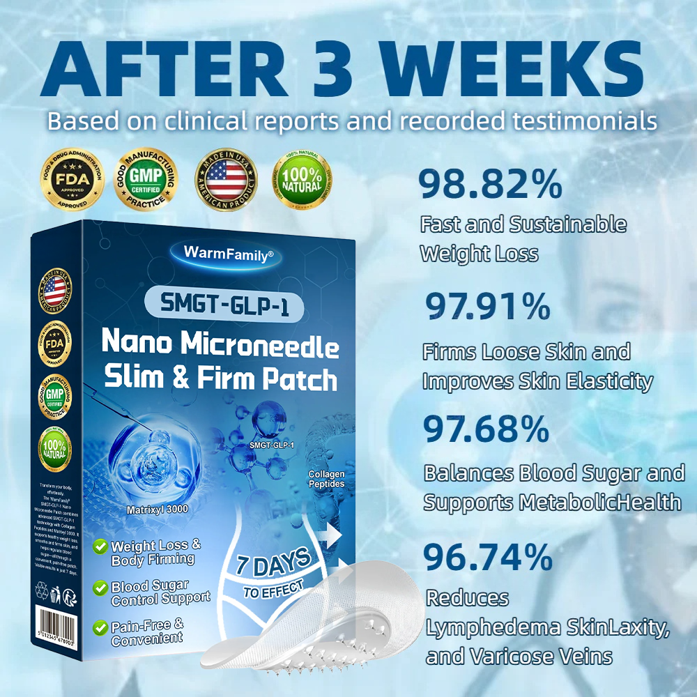 Clinically proven | WarmFamily®✅ SMGT-GLP-1 Nano Microneedle Patch with Collagen & Matrixyl 3000 | Obesity,Cardiovascular Diseas, Diabetes, Sleep Apnea, Joint Problems and More"