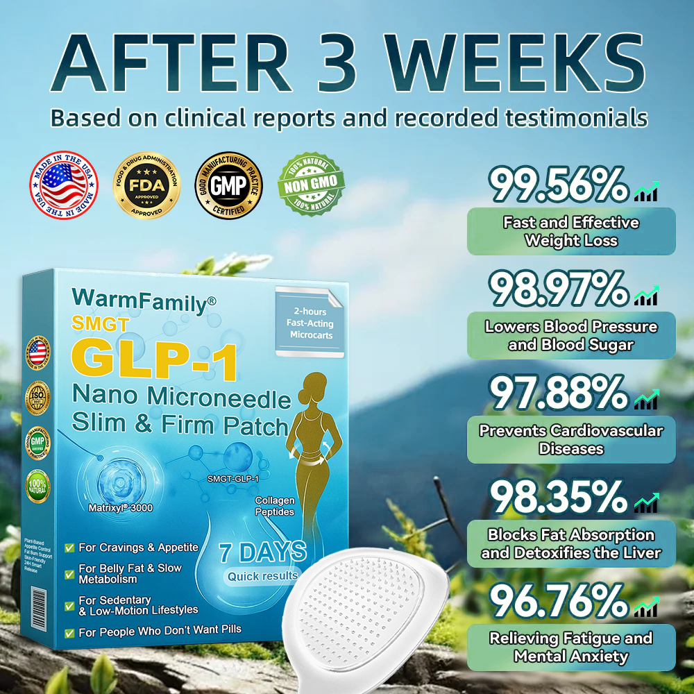 WarmFamily® SMGT-GLP-1 Nano Microneedle Patch with Collagen & Matrixyl 3000 ✅ | Clinically Proven for Weight Loss, Cardiovascular Health, Diabetes, and More Health Issues, Doctor Recommended👨‍⚕️👨‍⚕️
